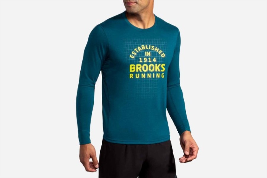 Brooks Distance Graphic Long Sleeve Electric-White