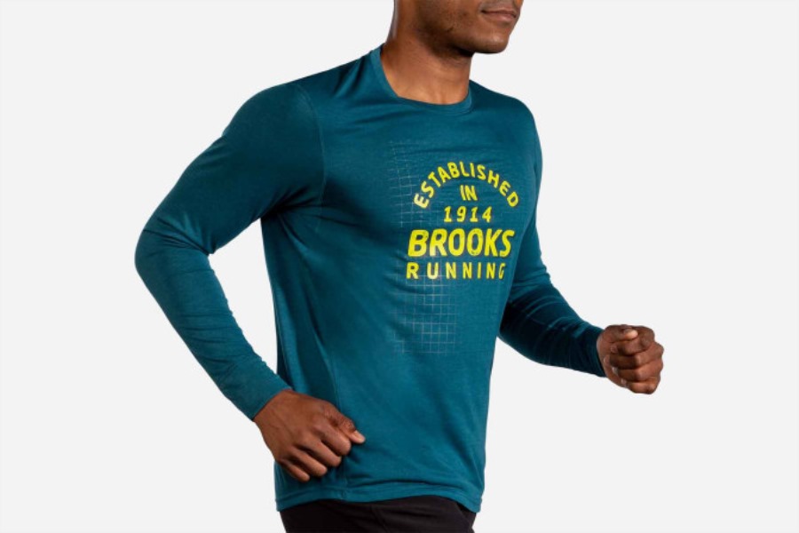 Brooks Distance Graphic Long Sleeve Electric-White