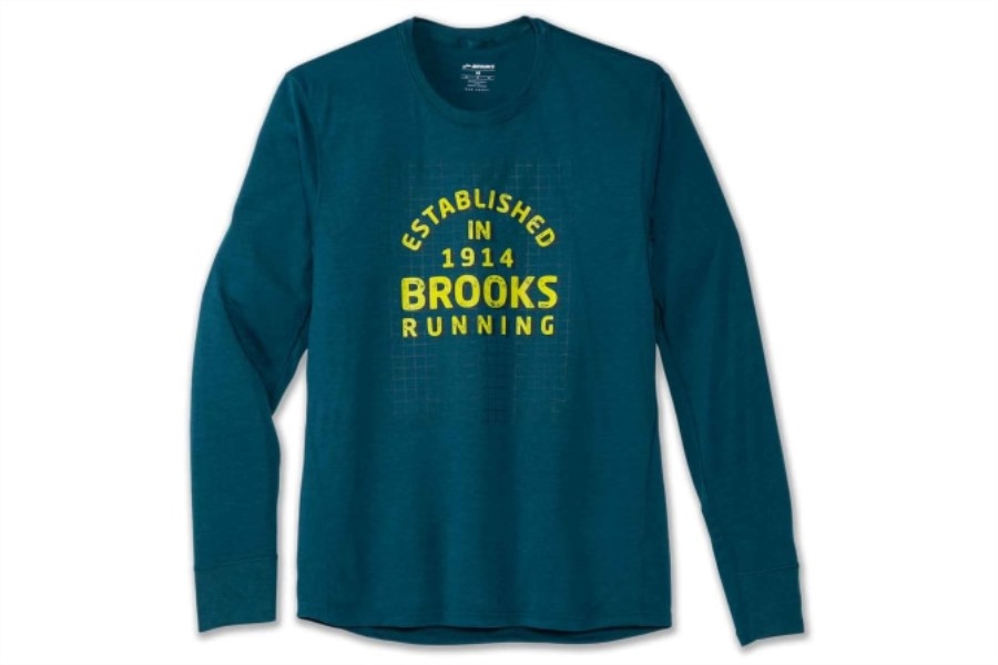 Brooks Distance Graphic Long Sleeve Electric-White