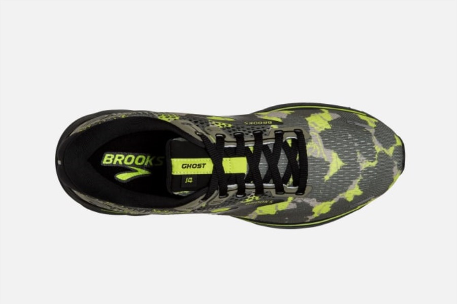 Brooks Ghost 14 Camo Olive-Lime Punch