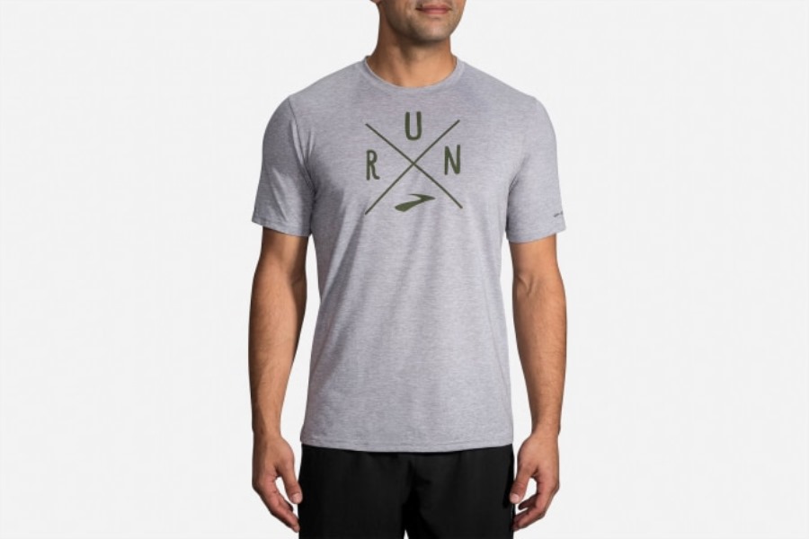 Distance Graphic T-Shirt Heather Sterling-Olive Brooks