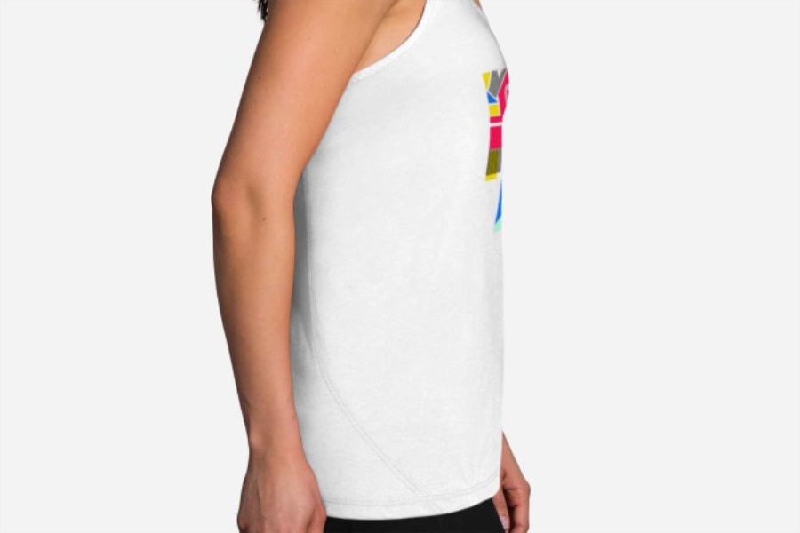 Distance Tank White-Multi Run Happy Brooks