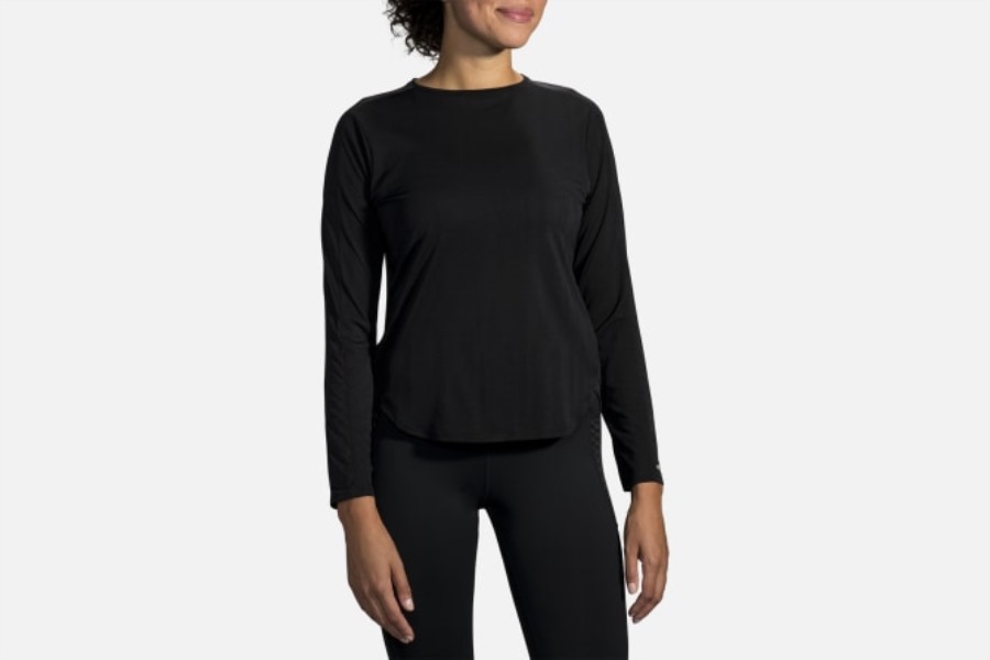 Spirit Long Sleeve Black Jacquard-Black Brooks