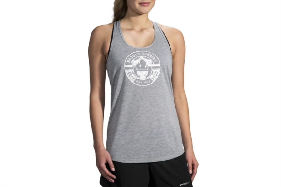 Brooks Heather Ash-Torch Distance Graphic Tank